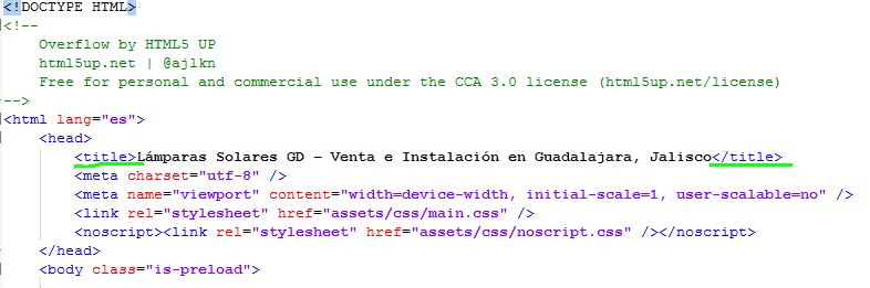 Paso 4 Establecer el titulo de la pagina HTML - como crear una pagina web en html Paso 4 Establecer el titulo de la pagina HTML - como crear una pagina web en html