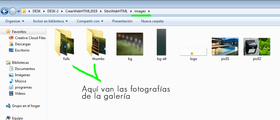 Paso 7 Buscar y sustituir imágenes de galeria desde el folder images - como crear una pagina web en html Paso 7 Buscar y sustituir imágenes de galeria desde el folder images - como crear una pagina web en html
