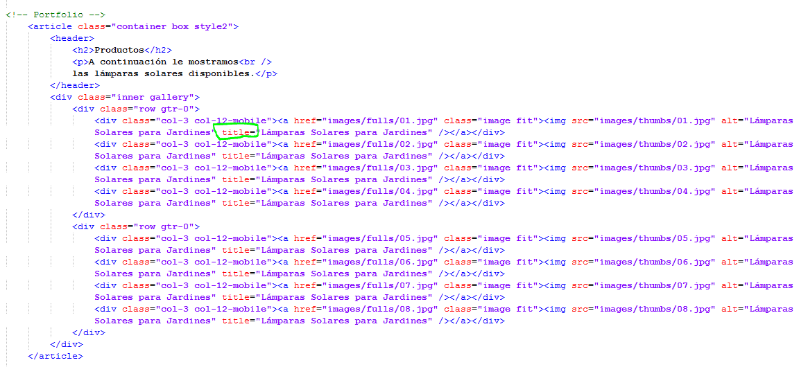 Paso 7 Descripcion de imagenes en la galeria en title - como crear una pagina web en html Paso 7 Descripcion de imagenes en la galeria en title - como crear una pagina web en html